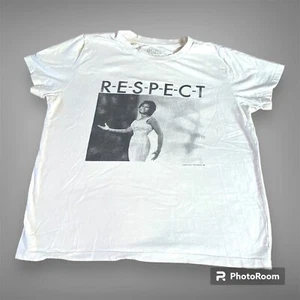Aretha Franklin Womens XL T Shirt Respect White Short Sleeves Queen of Soul - Picture 1 of 6