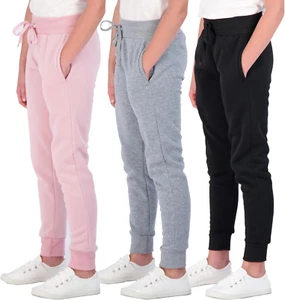 3 Pack: Girls' Fleece Joggers Soft Active Performance Casual Sweatpants(Ages 7-1 - Picture 1 of 4