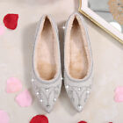 Women's Rhinestone Wedding Bridal Shoes Pointed Toe Pumps Loafers Prom Flats