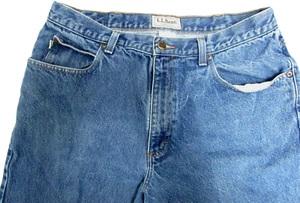 Mens LL Bean Classic Fit Blue Jeans 37 32 Cotton  5 Pocket Zipper - Picture 1 of 4