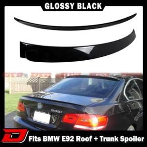 Fit For BMW E92 Coupe A Type Roof Spoiler + M3 Style Trunk Spoiler Glossy Black - Picture 1 of 9