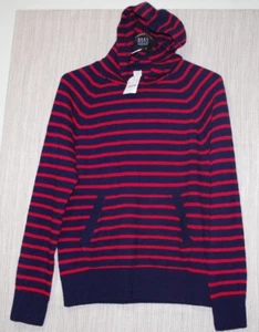 Crewcuts Navy Red Striped Hoodie Sweater Merino Wool Alpaca Nylon boy's Size:16 - Picture 1 of 4