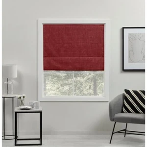 EXCLUSIVE HOME Acadia Red Cordless Total Blackout Roman Shade 27 in. W x 64 in. - Picture 1 of 9