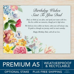 Dad Memorial Birthday Card Heavenly Grave Card Graveside Marker Waterproof Eco - Picture 1 of 17