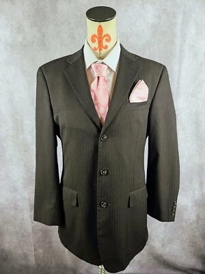 Van Heusen Suit Separates Mens 38R Brown Pinstripe Blazer Jacket Poly/Rayon EUC - Image 1 of 4