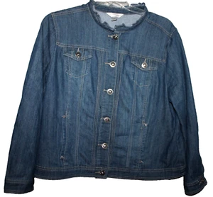 CJ BANKS MUJER DENIM AZUL VAQUERO BOTÓN DELANTERO MANGA LARGA CHAQUETA CORTA XL - Imagen 1 de 2