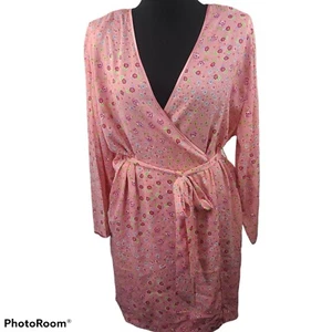 NWOT Cabernet Women's Pink Floral Wrap Belted Robe Size Medium  - Picture 1 of 9