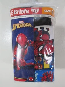 New Spiderman Boys 5 Pack Briefs Size 6 Multi Colors 100% Cotton - Picture 1 of 3