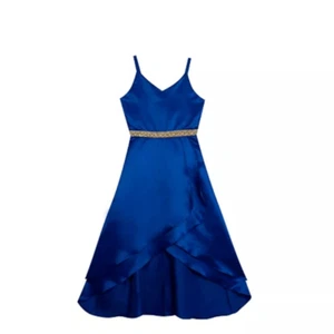 Rare Editions Royal Blue High Low Dress Big Kids Size 10 - Picture 1 of 15