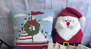 Maritim Wollmischung werfen Kissen und Pier 1 Puffy Santa - Bild 1 von 7