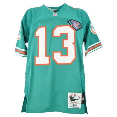 NFL Mitchell & Ness Throwback Miami Dolphins Dan Marino #13 94 Teal Jersey - Image 1 of 4