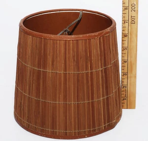 Vintage Wicker Rattan Lamp Shade MCM Brown 8" Tall - Picture 1 of 8