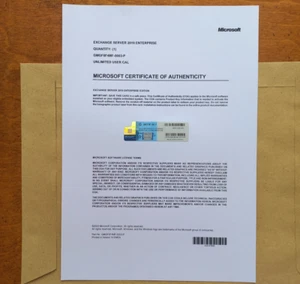 Microsoft Exchange Server 2019 ENTERPRISE w 1000 CAL CoA GMGF0F4MF AUTHENTIC - Picture 1 of 12