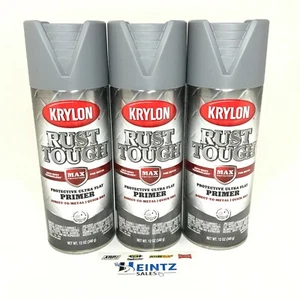 KRYLON RTA9205-3 PACK Rust Tough GRAY Primer - Max Protection - Quick Dry - 12oz - Picture 1 of 3