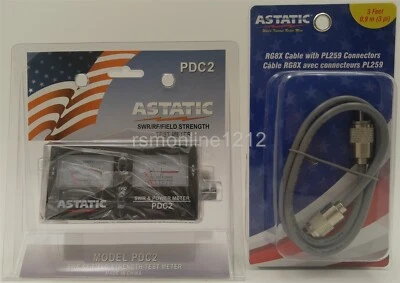 Astatic PDC2 SWR / Power / Field Strength Test Meter w/ 3' RG-8x Jumper Cable - Image 1 of 4
