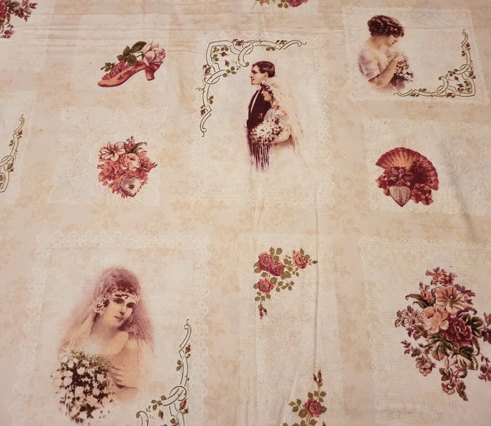 Loves Promise BTY Bessie Pease Quilting Treasures Beige Wedding - Image 1 of 3