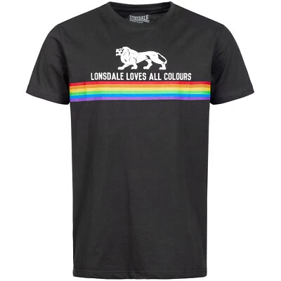 Lonsdale London Gay Rainbow Pride Pace T-Shirt Size: S - 2XL - 3XL LGBTQ+ Black - Image 1 of 4
