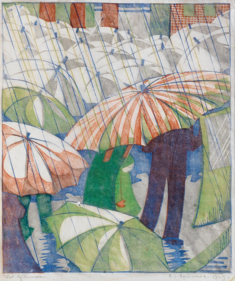 Impressão artística fina Ethel Louise Spowers - Wet Afternoon (1929) assinada - 17 x 22" - Imagem 1 de 1