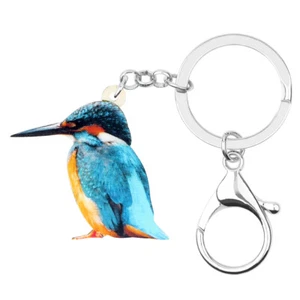 Acrylic Blue Kingfisher Bird Keychains Car Purse Key Ring Animals Charms Jewelry - Picture 1 of 10
