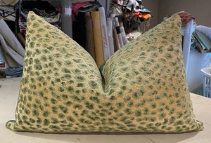 ONE COWTAN & TOUT JADE SAND "OCELOT" ANIMAL SPOT CUT VELVET CUSTOM LUMBAR PILLOW - Picture 1 of 2