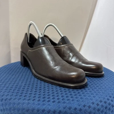 Franco Sarto Mujer Zapatos Tacón Bloque Cuero Marrón 9M Oficina Ropa Carrera Elegante Foto 1 de 4