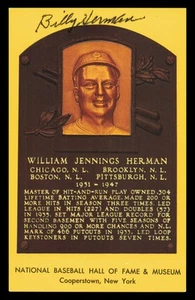 Billy Herman Signed HOF Plaque Postcard Chicago Cubs - Picture 1 of 2