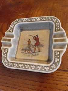 Vintage irischer Porzellan Aschenbecher Wade Co Armagh blau Jagdszene Hund Irland - Bild 1 von 4