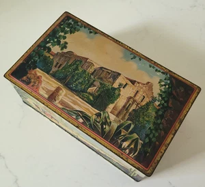 Vintage Canco ALAMO TEXAS TIN Biscuit Candy Box Mexico Scenes Lithograph c 1935 - Bild 1 von 15