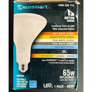 Ecosmart 65W LED Light Bulb BR30 Dimmable Flood Motion Sensor Duobright Dimmer - Picture 1 of 7