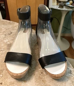 Women’s UGG Zoey II Wedge sandal, Sz 6 Black Leather, , Cork, Boho, Summer New! - Picture 1 of 8