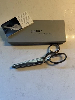 Tijeras de corte vintage Gingher Pinking Zig Zag tijeras cromadas G-7P con caja 7,5" Foto 1 de 3