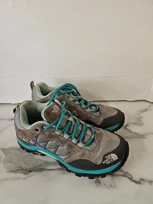 女式北脸远足鞋 6 码灰色和绿松石运动鞋  — 第 1/4 张图片