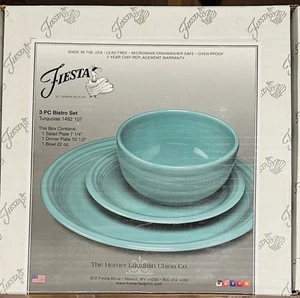 Fiesta 3-teiliges Bistro-Set türkis türkis türkis aqua neu hergestellt in den USA bleifreies Geschirr - Bild 1 von 1