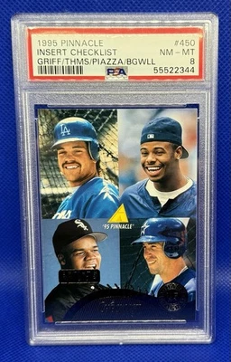 Pinnacle 1995 lista de verificación prueba de artistas Griffey Thomas Piazza Bagwell PSA 8 Pop 7 Foto 1 de 2