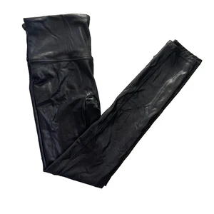Spanx Womens Medium Black Faux Leather Pull On Stretch Ankle Leggings - Picture 1 of 4
