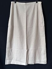 KATHIE LEE COLLECTION Ladies Size 16 LINEN RAYON Beige Casual Skirt Rear Slit