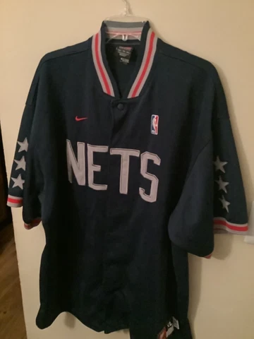 Vintage NBA New Jersey Nets Nike Team VG Mens 80 XL Warm Up Jacket  Snaps Cover