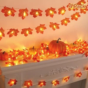 4PCS Fall Decor Thanksgiving Decorations for Home Table, Fall Leaves Garland ... - Picture 1 of 7
