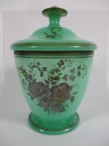 Biedermeier Deckeldose / Deckel -Pokal um 1850 florale Silbermalerei - Bild 1 von 14