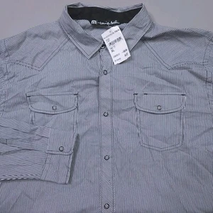 New Travis Mathew Daniel Dayman Striped Snap Button Up Shirt Chest Pockets XL - Picture 1 of 10