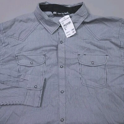 New Travis Mathew Daniel Dayman Striped Snap Button Up Shirt Chest Pockets XL - Image 1 of 4