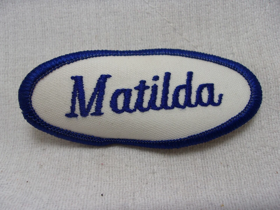 MATILDA   USED EMBROIDERED  SEW ON NAME PATCH TAGS ASSORTED COLORS - Image 1 of 1