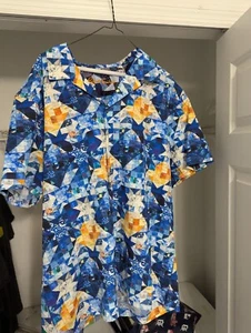 Camisa XXXL 3XL Robert Graham Para Hombre Con Botones Calce Clásico Azul Amarillo Manga Corta - Imagen 1 de 5