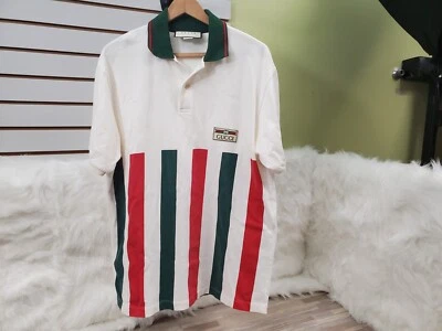 *SIN PRECIO BASE* 100% Auténtico Polo GUCCI Algodón Rayas Verde Y Rojo Talla: M Foto 1 de 4