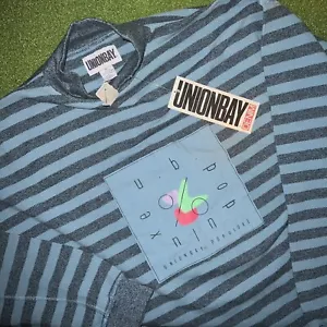 Vintage Unionbay Jeans Herren blau langärmelig Pullover Rundhalsausschnitt Shirt Größe Medium - Bild 1 von 7