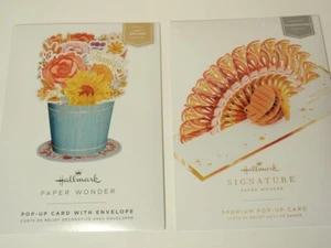 Lotto 2 biglietti pop up Hallmark Paper Wonder: Ringraziamento e vaso di fiori solo perché - Foto 1 di 5
