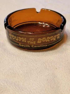 Vintage South of the Border South Carolina Glass Amber Ashtray - Foto 1 di 6