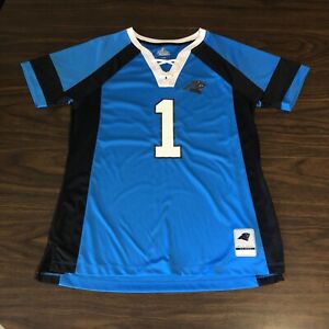 Cam Newton Carolina Panthers Jersey Majestic Fan Fashion Shirt Blue NFL Logos #1