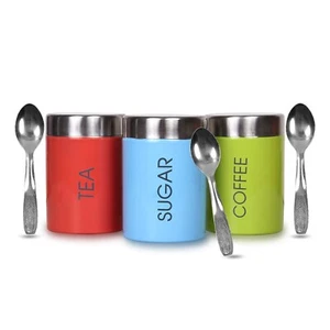 Stainless Steel Jar Container Canister set for Tea, Coffee & Sugar - Picture 1 of 7