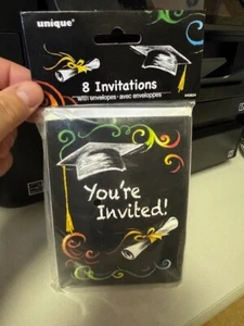 Unique You're Invited! 8ct. Chalkboard Graduation Invitations With Envelopes New - Picture 1 of 2